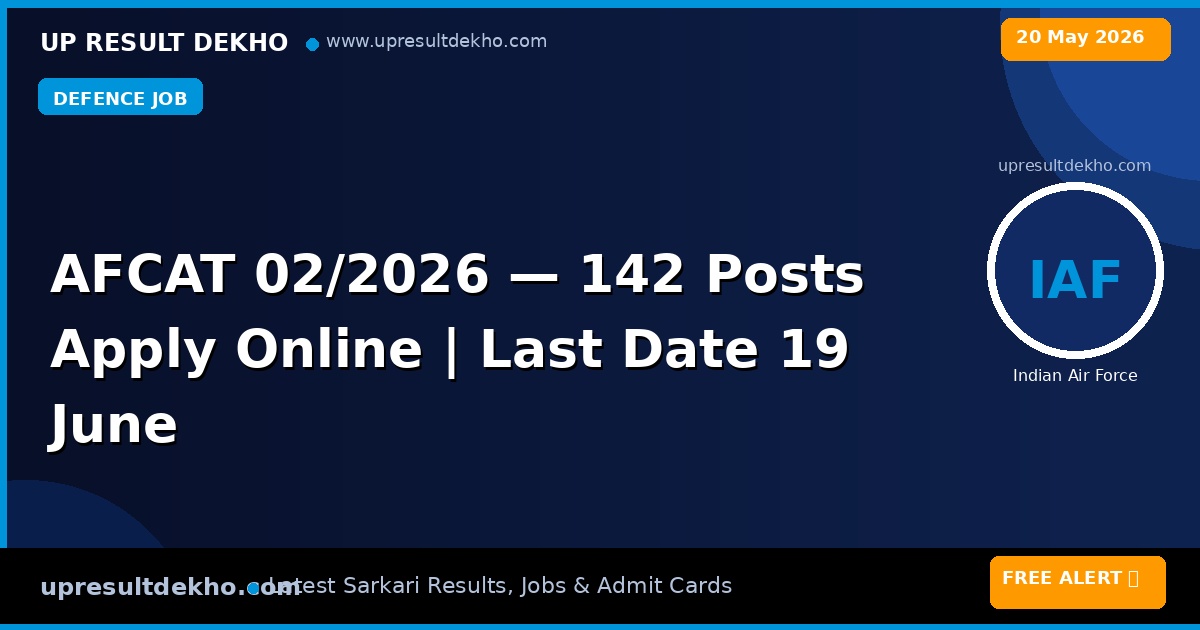 AFCAT 02/2026 Online Form — 142 Posts Apply Online, Last Date 19 June 2026