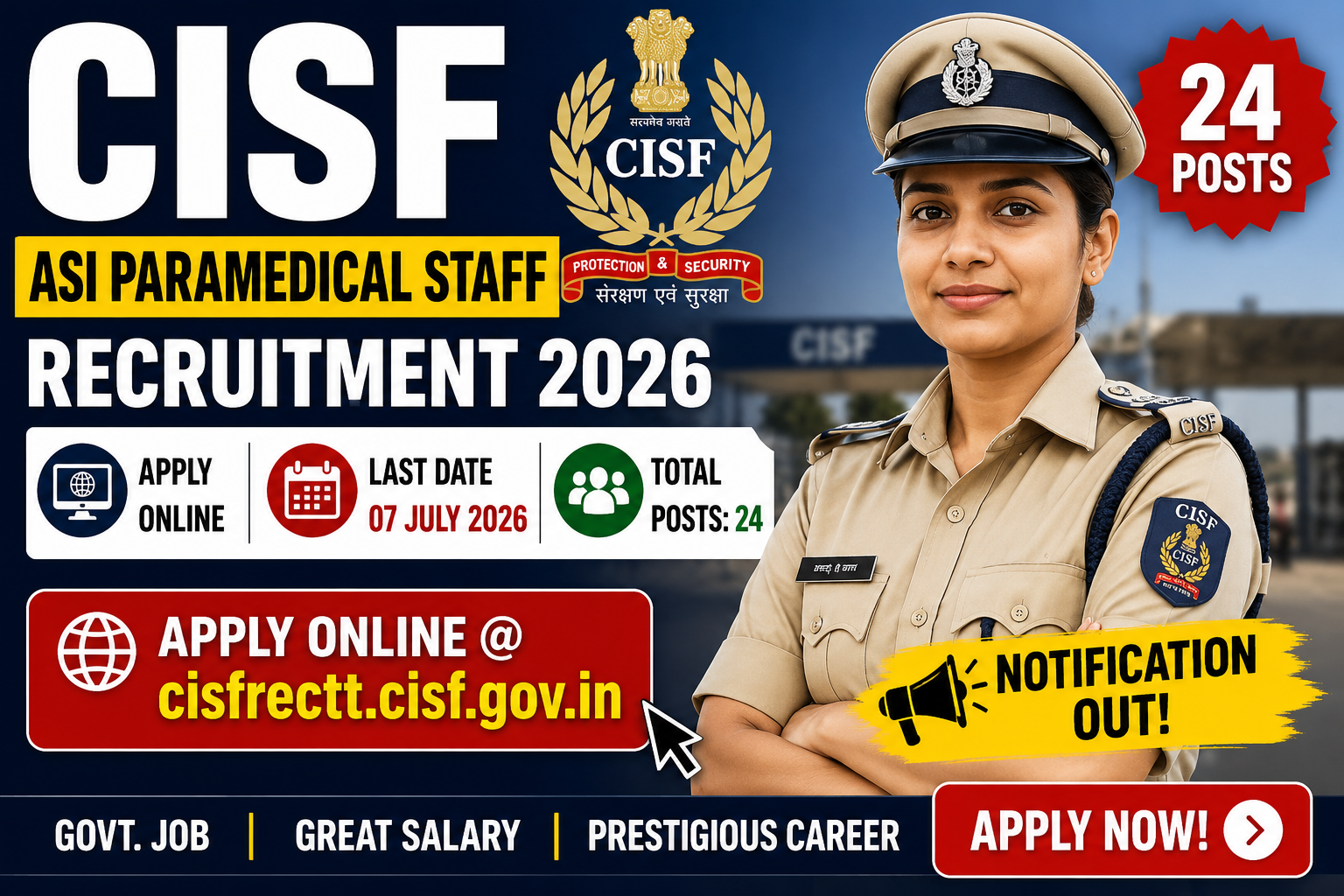 CISF ASI Paramedical Staff Recruitment 2026 – Apply Online Direct Link