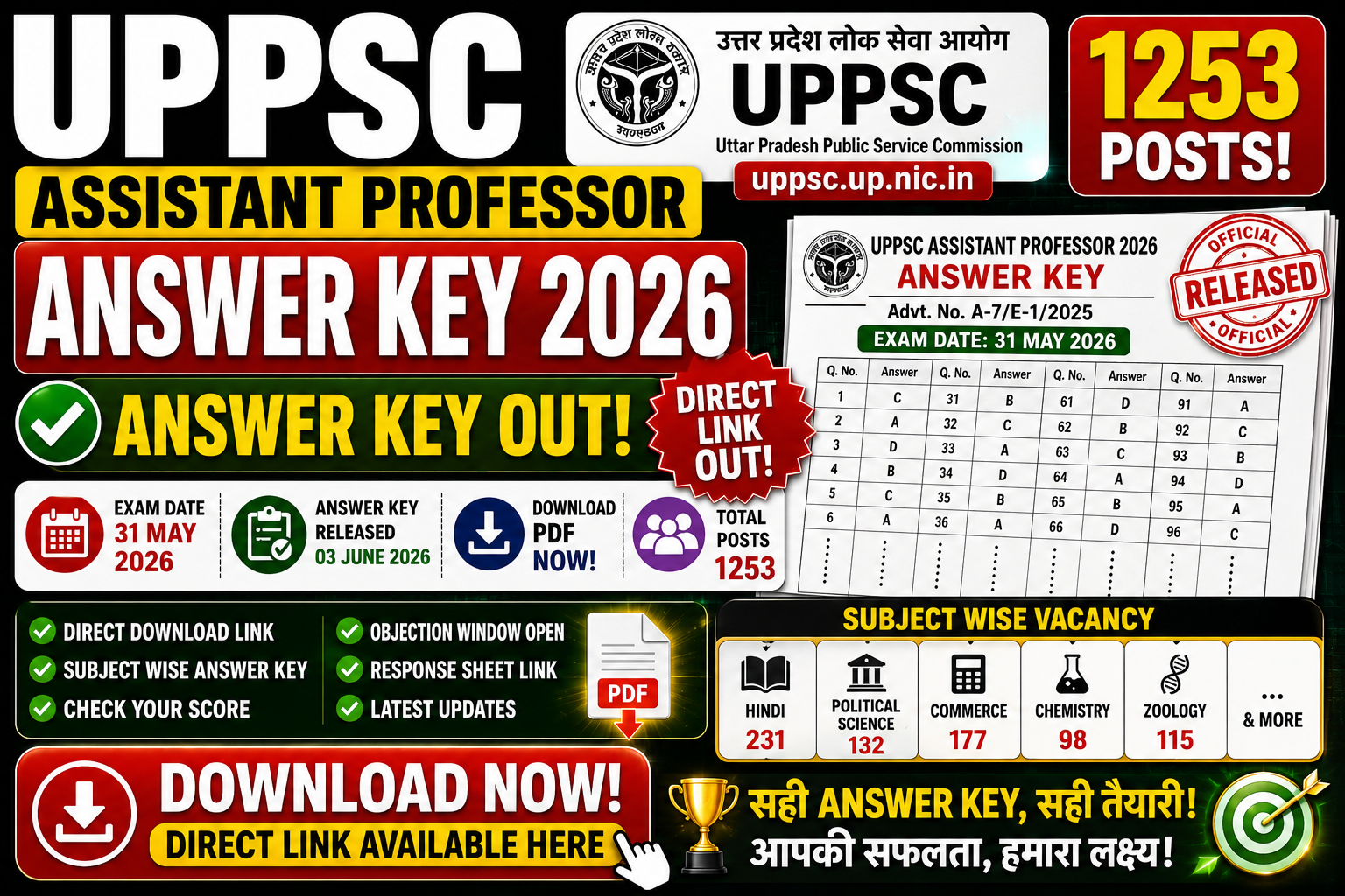 UPPSC Assistant Professor Answer Key 2026 – Direct Download Link Out